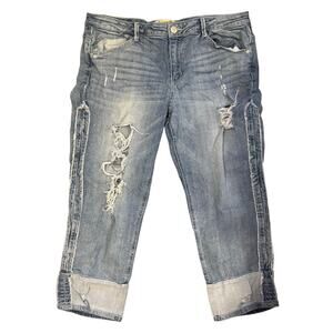 Democracy Flex-ellent Distressed Jeans Women’s 16 Cuffed Boyfriend Fit